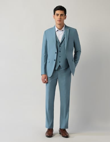 Arrow Men's Polyester Business Suit Pants Set (ARAJSU5532_Blue