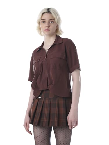 ONLY Women's Solid Regular Fit Brown Shirt