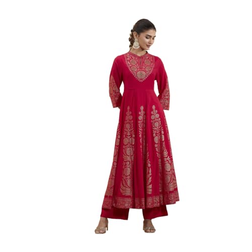 BIBA Printed Poly Viscose Anarkali Semi_Formal Kurta Set