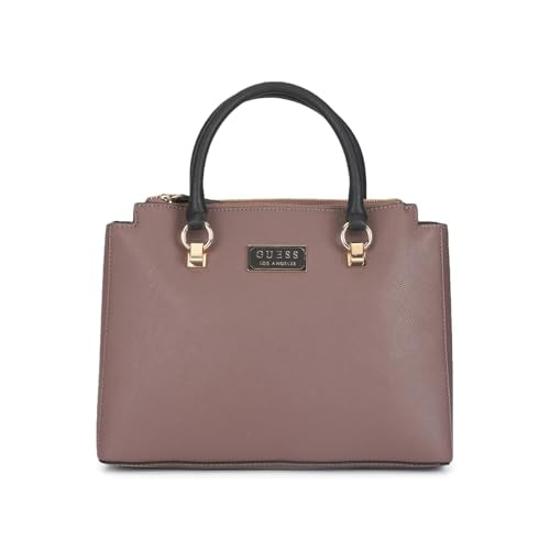 Guess Women's Taupe Textured Satchel Bag| Ladies Purse Handbags | Gift For Ladies