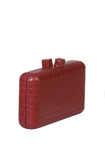 Satya Paul Maroon Pu Leather Clutch for Women