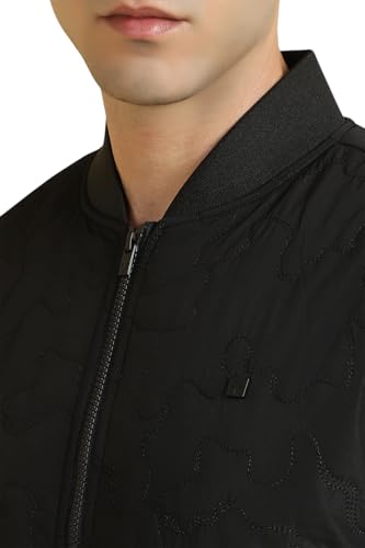 Allen Solly Men Black Textured Full Sleeves Casual Jacket