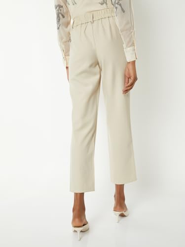 Max Women Textured Straight Fit Trousers (Beige_XXL)