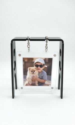 Customizable Acrylic Swing Photo Frame | Table Top & Desk Decor | 5.5 x 5 Inch | Black | Personalized Gift for Birthday, Anniversary, Wedding & Home Decor