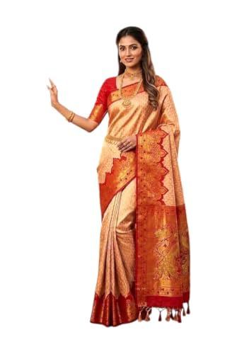 SREE KUMARAN Women's Kanchipuram Kubera Silk Pure Pattu Sarees With Blouse