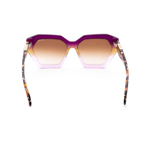 GUESS 100% UV protecetd | Gradient | Large | Full Rim | Hexagonal | Frame: Purple | Lens: Brown