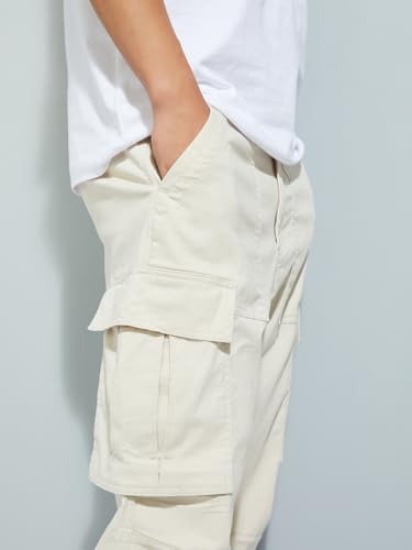 Max URB_N Men Solid Regular Fit Cargo Trousers (White_34)
