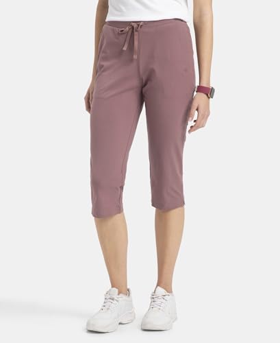 Jockey 1300 Women's Super Combed Cotton Elastane Stretch Slim Fit Capri with Side Pockets_Burnt Rose_S