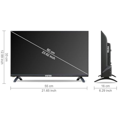 vistek GE 24 Inch (60 cm) HD Ready Smart LED TV | Frameless Bezel Design | Built-in Wi-Fi | Smart TV Apps | Multiple Connectivity Ports | Wall Mount Included | VS24SMART | Black