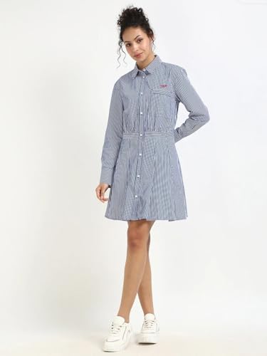 Cotton Spread Collar Shirt Dress