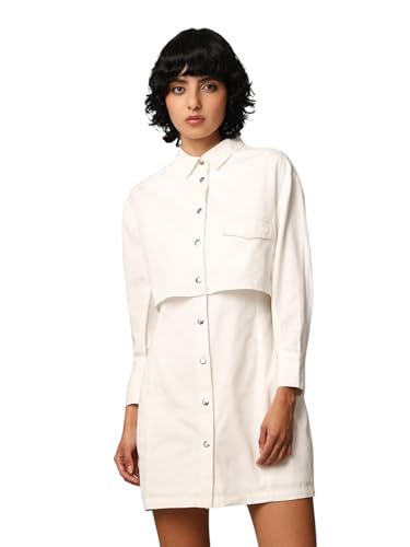 ONLY Women's Cotton Shirt Mini Dress (9008797-Cloud Dancer_Cloud