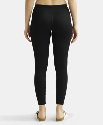 Jockey Women's Tailored Fit Cotton Leggings with Concealed Elastic Waistband (2520_Black_Large_Black_L)