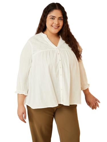 Max Women Embroidered Tunic (Off White_3XL)