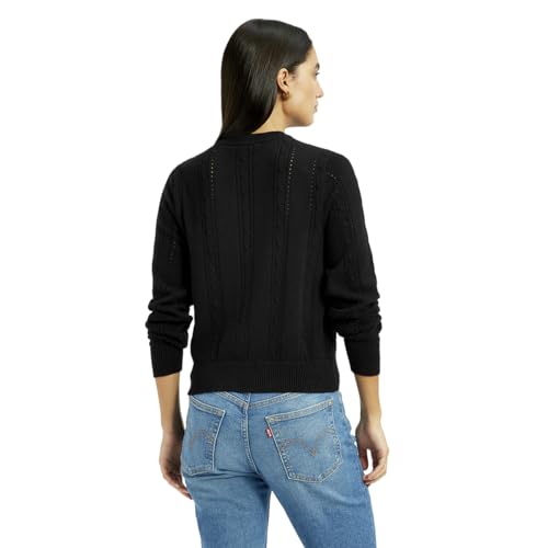 Levi's Women's Self Design Black Round Neck Sweater
