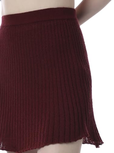 ONLY Women's Solid Flared High-Rise Maroon Skirt