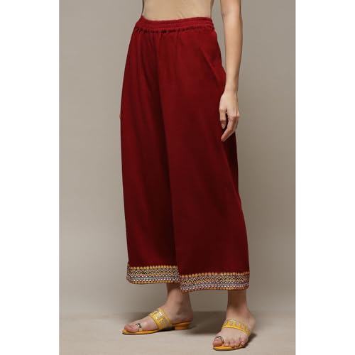Rangriti Women's Regular Pants (RMMWINTERW18264AW22MRN_Red