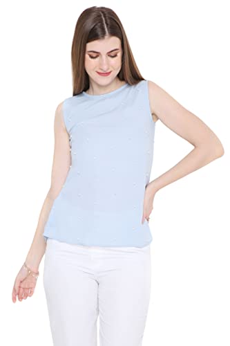 OJ Women's Pearl Embellished Sleeveless Top (XX-Large)