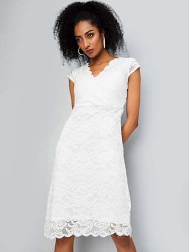 max Women's Nylon A-Line Midi Dress (Off White Ivory)