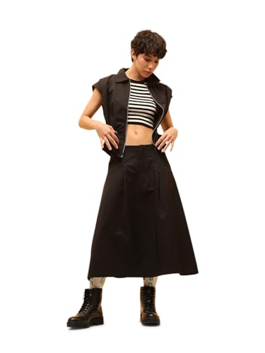 ONLY Women Flared High-Rise Black Skirt