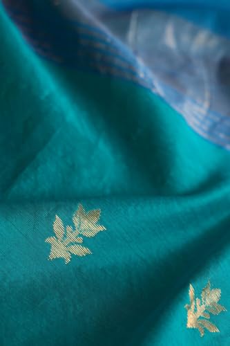 Taneira Women Dark Blue Pure Silk Cotton Chanderi Woven Saree with Unstitched Blouse Piece (SAPH03AA7685-Dark Blue)