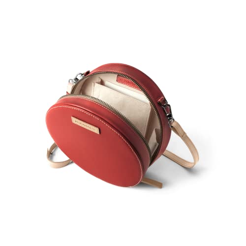 DailyObjects Printed Orbis Round Sling Crossbody Bag For Women| Stylish Terracotta Red Print Vegan Leather Purse With Slip Pocket Inside| Zip Closure & Adjustable Strap| Storage Space For Essentials