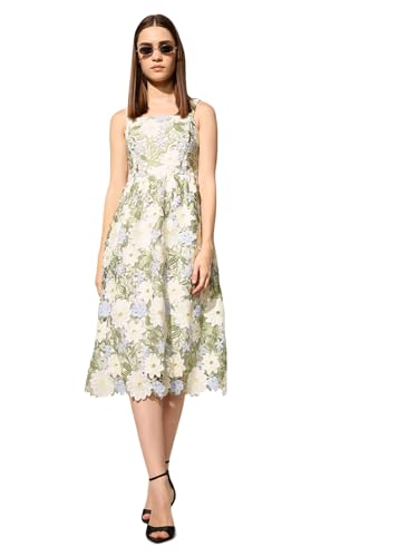 ONLY Women's Embroidered Fit and Flare Multicolor Dress