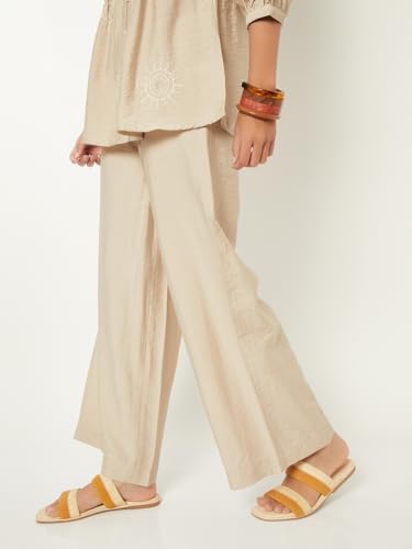Max Women Solid Palazzo (Beige_L)