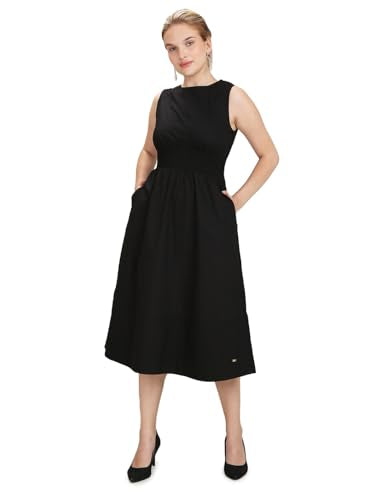 U.S. POLO ASSN. Women's Sleeveless Cotton Fit and Flare Dress (UWSS23DRS008_Black_M)