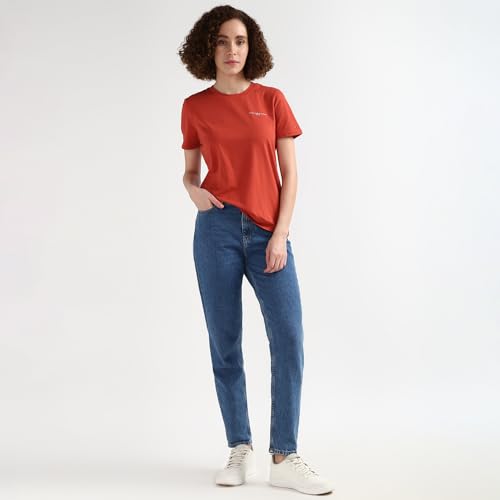 Tommy Hilfiger Women Red Solid Round Neck T-Shirt