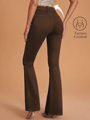 ADBUCKS Bootcut Jeans for Women Bell Bottom Jeans for Women II Wide Leg for Womens (in, Numeric, 28, Brown)