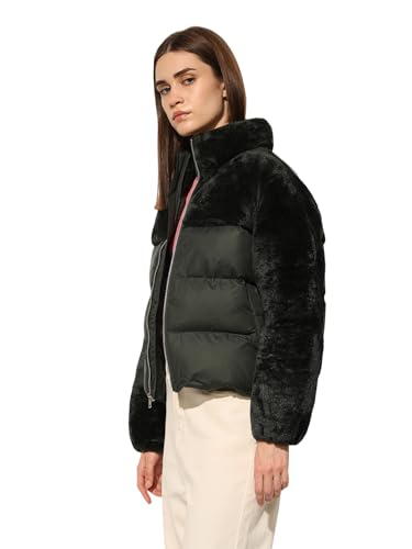 ONLY Women's Solid Regular Fit Green Jacket