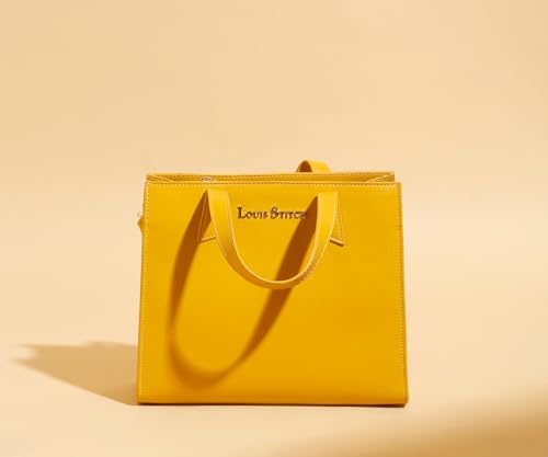 LOUIS STITCH Stylish Yellow Handbag for Women | Ladies Satchel Handbag for Travel, Office, College (LS-LDB-VF1039-HBYL)