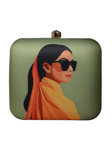 Glam Girl Portrait Printed Clutch