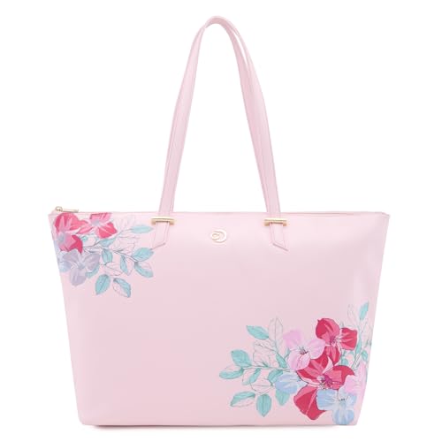 Caprese Shanaya Tote Bag, Large-Pink | Stylish Handbag for Women | Spacious, Versatile Office & Daily Essentials Tote | Top Zip Closure