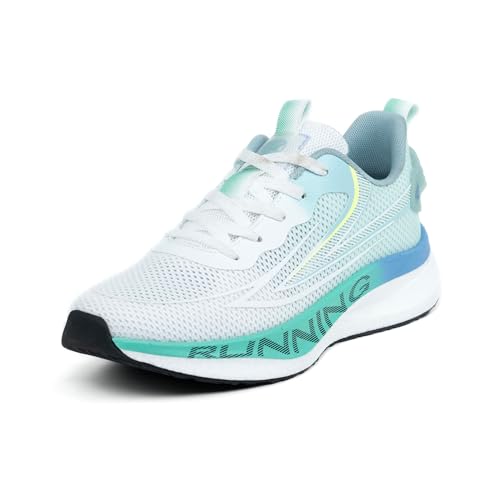 Red Chief Sports Running Shoes for Men & Boys | Stylish Lace-Up Outdoor Shoes | Lightweight Walking-Style Runners | Comfortable Athletic Oc.Green-White | Size-7 | R1725 F042A
