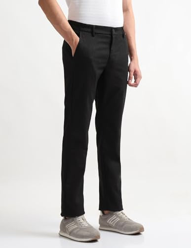 Arrow Sport Men's Heathered Twill Trousers (ASAKTR2692_Grey_34)