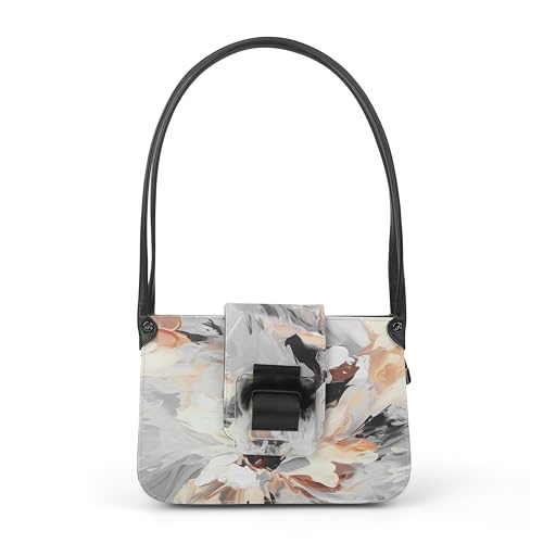 Metro Women Black PU Floral Printed Shoulder Bag with Dual Compartments(66-356)