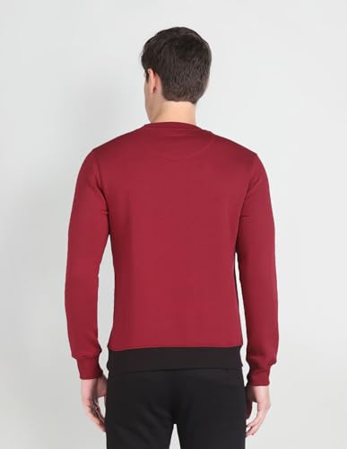 Arrow Men's Cotton Crew Neck Sweatshirt (ASAGSS3944_Red and Black