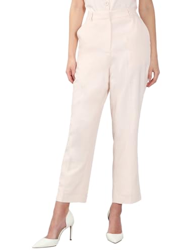 VERO MODA Women's Straight Fit High-Rise Pink Pants