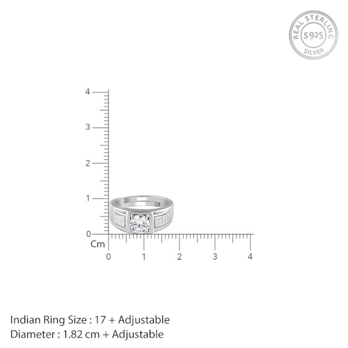 GIVA 925 Silver Classic Stud Ring For Him, Adjustable | Gifts for Men and Boys | With Certificate of Authenticity and 925 Stamp | 6 Months Warranty