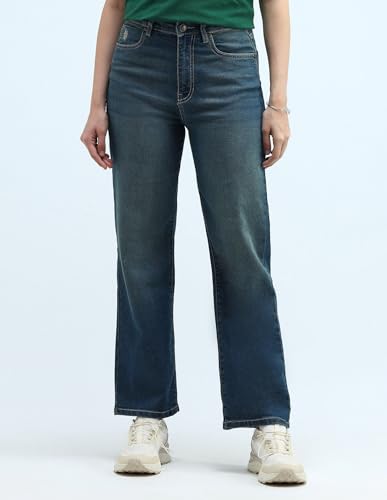 U.S. POLO ASSN. High Rise Wide Leg Jeans (UWAW24JEN163_Blue_30)