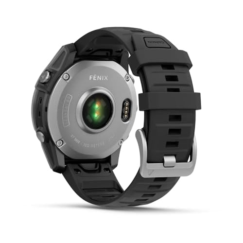 Garmin Fēnix® E – 47 mm, AMOLED Stainless Steel with Black Silicone Band
