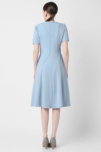 Van Heusen Women Blue Solid Knee Length Formal Dress