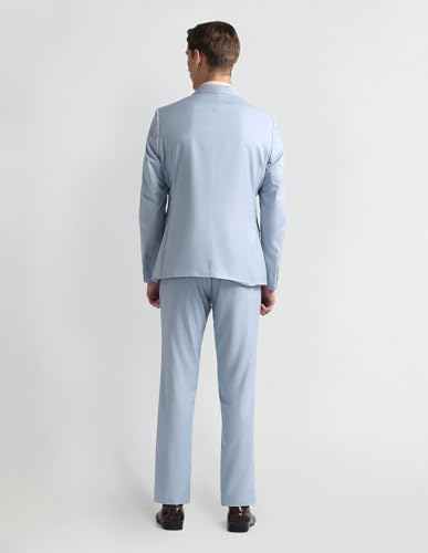 Arrow Men's Polyester Single Breasted Business Suit Pants Set (ARAHSU5528_Light Blue