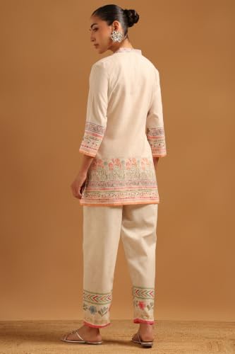 Soch Womens Off White Cotton Blend Printed Botanical Co-Ords Set