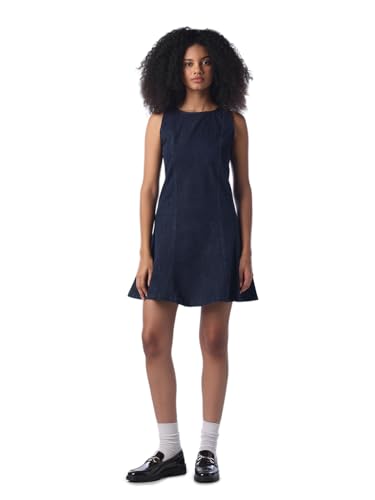 ONLY Women's Solid Fit and Flare Blue Dress