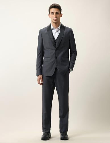 Arrow Men's Polyester Business Suit Pants Set (ARAJSU5515_Dark Grey