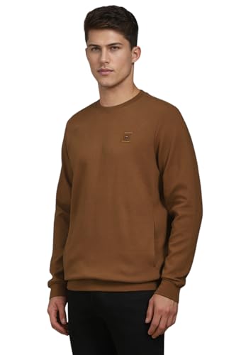 Louis Philippe Men Casual Brown Textured Sweatshirt