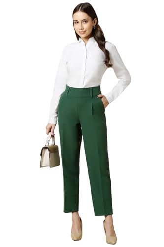 Allen Solly Women's Regular Work Utility Pants (Green)