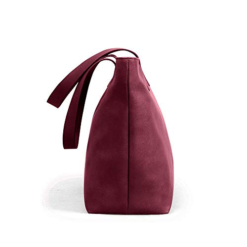 DailyObjects Women's Latest Tote Bag | Spacious, Stylish, Sturdy Vegan Leather Handbag with Zip closure and Laptop Compatibility | Handcrafted Ladies Shoulder Purse For Daily & Office Use Burgundy